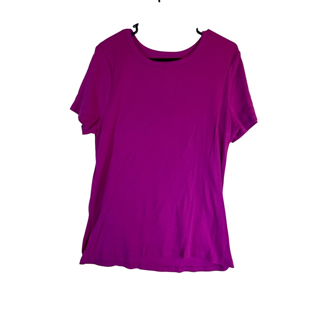 Time and Tru Womens XXL 20 Fuchsia Pink Ribbed Short Sleeve Crew Neck T-Shirt